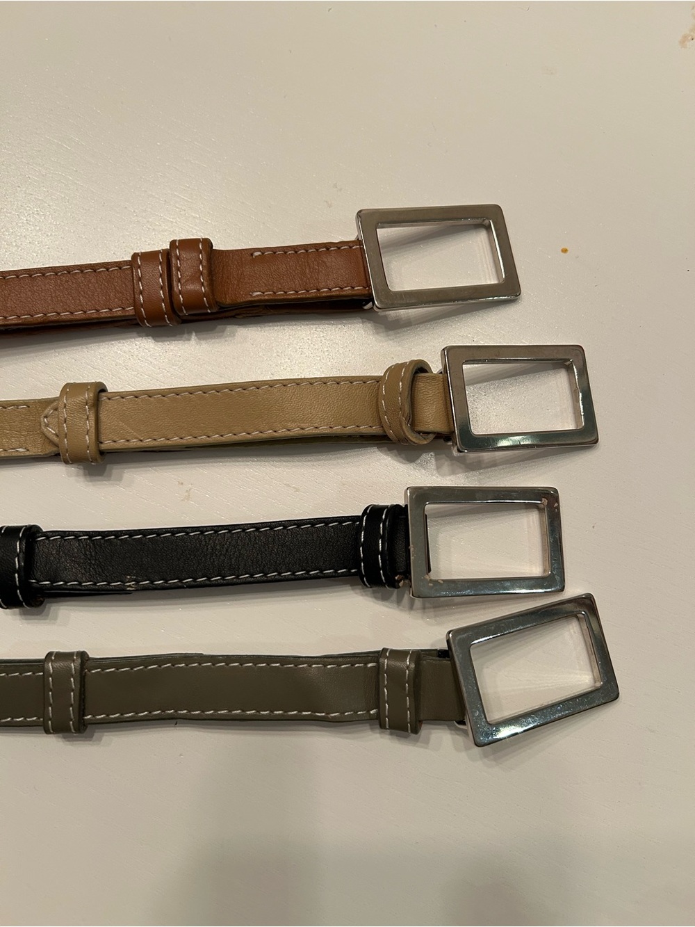 Talbots Classic Rectangular-Buckle Leather Belt - Black, Tan, Brown, Olive